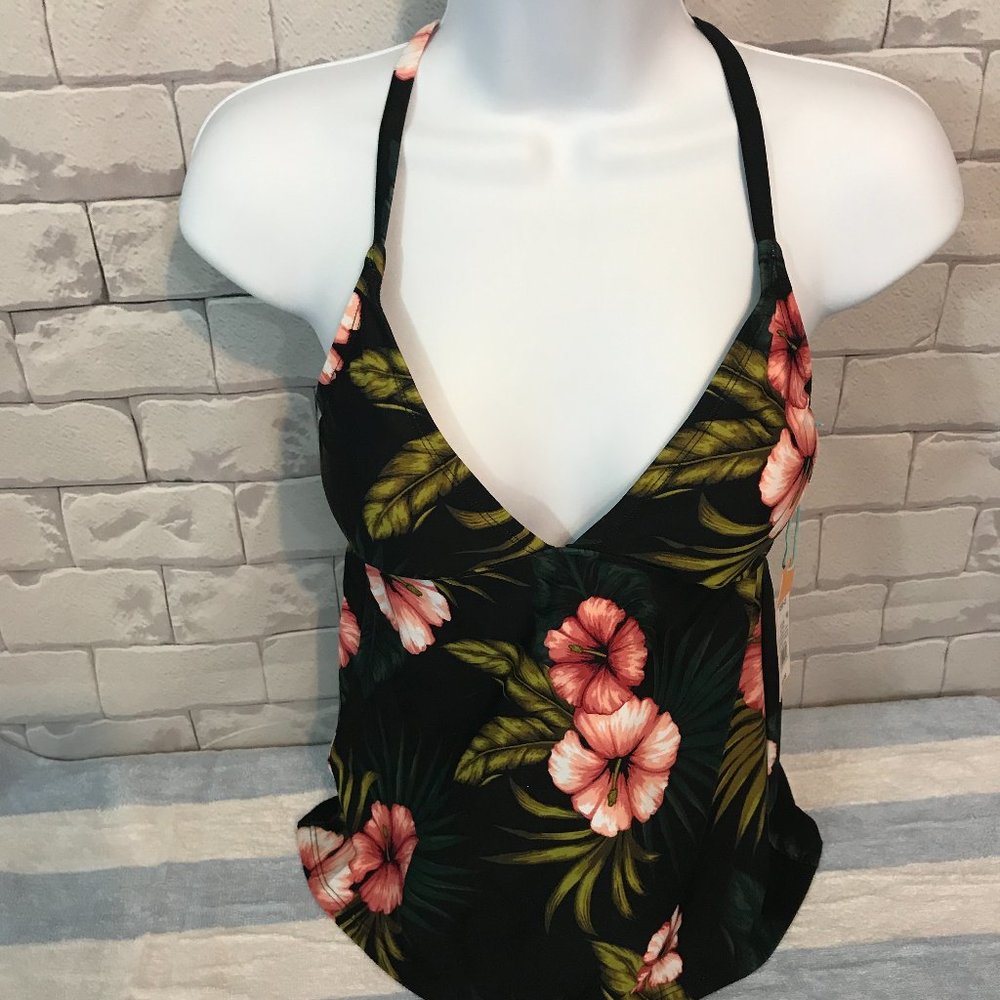 Women's Flowy Tropical Print Tankini Top